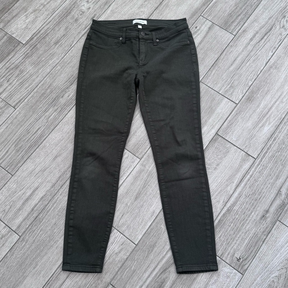 Lila Ryan Forest Green Denim Ankle Skinny Jeans Mid Rise Preppy Stretch Size 27